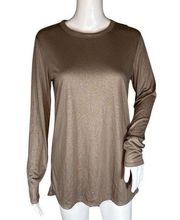 Simply Vera Vera Wang Shirt Women Medium Brown Glitter Updated Basic Tee Casual