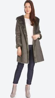 Uniqlo Women's Faux Shearling Hooded Faux Suede Coat in Grey