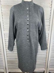 HARVE BENARD Vintage Wool Dress Button Front Gray-Medium