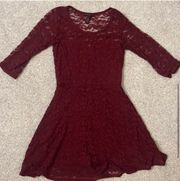 Burgundy Lace Dress | Size Small