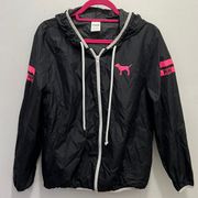 PINK - Victoria's Secret VS PINK black full zip windbreaker Victoria’s Secret size XS S