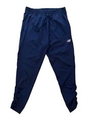 New Balance x Isaac Mizrahi Indigo Blue Jogger Pants Womens Small Ruched Ankle