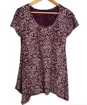 Fresh Produce Women’s Purple Bohemian Printed Short Sleeve Long Tunic Top