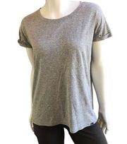 Prana Cuffed Sleeve Gray Short Sleeve Cotton Shirt Women's Size Large