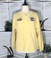 Vintage 90s Disney oversized Winnie The Pooh yellow cotton sweatshirt sz XL