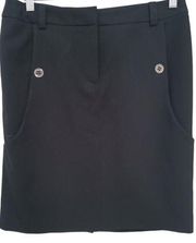 Adrienne Vittadini Studio Little Black Skirt with faux front pockets EUC size 6