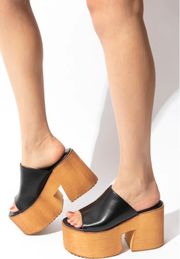 Mata Shoes Chunky Platform Black Peep Toe Sandal
