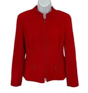 Blazer Women's 6 Petite Virgin Wool Red Fully Lined Zip Front