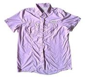 Magellan Outdoors Womens Large Short Sleeve Purple Shirt Moisture Wicking Fish