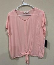 Melorose and Market Womens Pink Top‎ Size M Sleeveless V Neck Tie Front