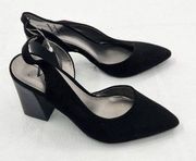 Worthington Womens Size 5 Black High Heel Suede Closed Point Toe Sexy Work Shoes