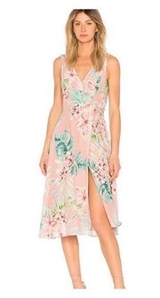 Privacy Please Wilson Dress Pink Floral Midi Tropical Revolve Size Large L NWT