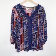 John Paul Richard Woman Multi-Color Embroidered Tunic Top Women's Plus Size 2X