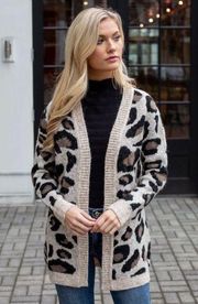 Leopard Print Open Cardigan - Size XS