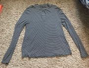 Kohls Gray Striped Keyhole Top