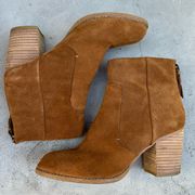 Splendid 8.5 Brown Suede Almond Toe Zip Ankle Heeled Boots