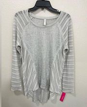 NWT  Gray Sheer Boho Style Long Sleeve Blouse- Size Large