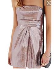 Lucca Couture Rose Gold Metallic Crinkle Dress Size Medium