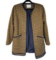 Carolina Belle Montreal Navy Gold Print Open Jacket