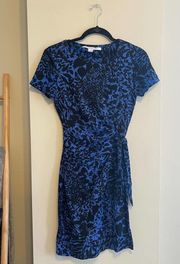 Diane Von Furstenberg Zoe Dress Leaf Vine Cornflower Size 2