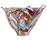 Xhilaration Bikini Bottom Women X Large Pink White Floral Hipster Skinny Side