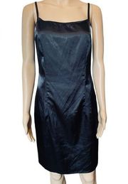 Joseph Ribkoff Vintage 90s Satin Silky Goth Glam Little Black Mini Slip Dress