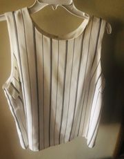 Vintage New With Tag White With Black Stripes Lined Shell Sz L