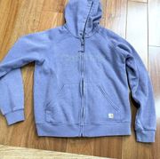 Carhartt Womens Vintage Y2K  Full Zip Lavender Hoodie Embroider Stitched Logo M