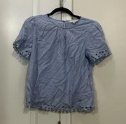 Moon River Blue Eyelet Short Sleeve Top Size Small