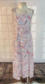 Sage collective white red blue floral paisley sundress size 8