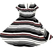 DRESS BARN striped dress size 6 white black red zipper in back short sleeves