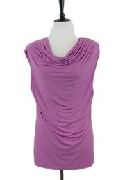 Jones Wear Women's Blouse Drape Neck Sleeveless Purple Lilac Top Size Large