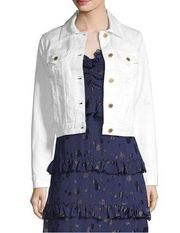 Michael Kors Point Collar Button Front Stretch Denim Jacket Size XL New w/Tag