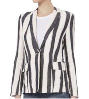 Frame Women’s Navy Bold Classic Stripe 100% Linen Blazer Size 0