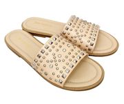 Enzo Angiolini Cream Beaded Jaydra Sandals Sz 10