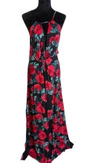 Aakaa keyhole floral backless maxi dress size small .