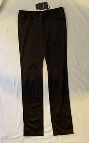 NWT $1228 Dolce & Gabbana 40 6 Satin Techno Pants Black Trousers Stretch Tuxedo