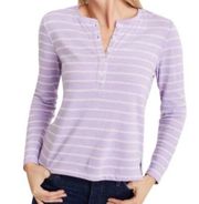 Marine Layer Lilac Stripe Henley Long Sleeve Crew Neck Pullover Tee Shirt