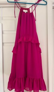 Magenta tiers spaghetti strap dress