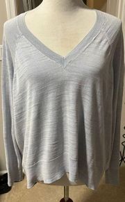 All Saints Pale Blue V-neck, Balance Jumper.. thin oversized sweater. Size L