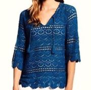 🆕 Lucky Brand crochet knit sapphire blue s…