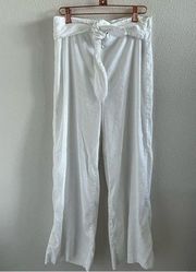 Inc. International Concepts White Pants Tie Front Linen Blend Coastal Grandma M