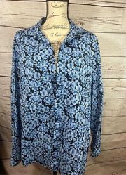 Club Room size large blue button down with blue flowers - 2316