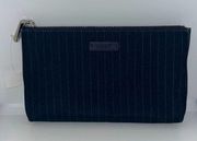 NWT DKNY Makeup Bag Navy Pinstripe Travel Zip Bag Clutch Pouch