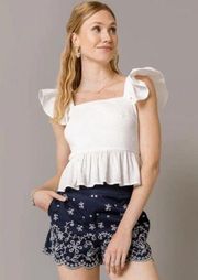 Francesca's Nwt  Simone Ruffle Strap Back Bow Peplum Top