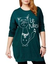 Melissa McCarthy Green Le Meow Tunic Sweater 2X Plus