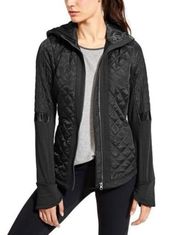 Quilted Black Rock Springs Jacket Hood Size XS Full Zip Pockets Style 350371