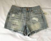 Aeropostale Destroyed High Waisted Denim Shorts