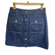 DENIM MINI SKIRT A-Line Button Up Woman size M