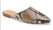 Madewell Remi Snakeskin Flats Mules Shoes Slip-On Slides Leather Spiced Cider 8